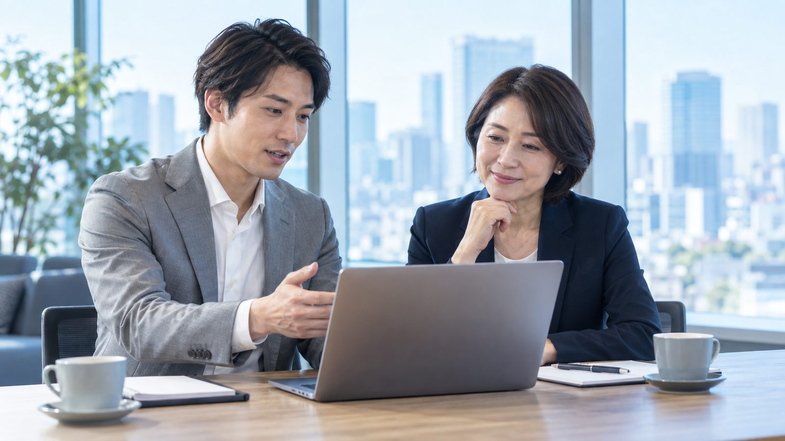 クライアントに寄り添って進行を説明するスタッフ（仮）